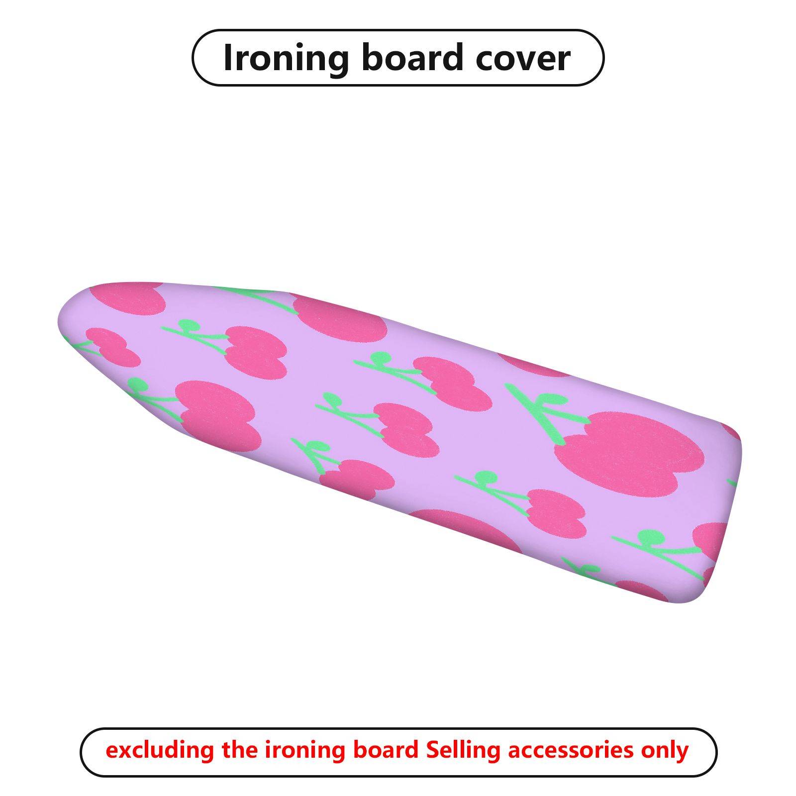 1-Piece Cherry Pink Green Pattern  Ironing Board Cover, Universal Size, Without Board