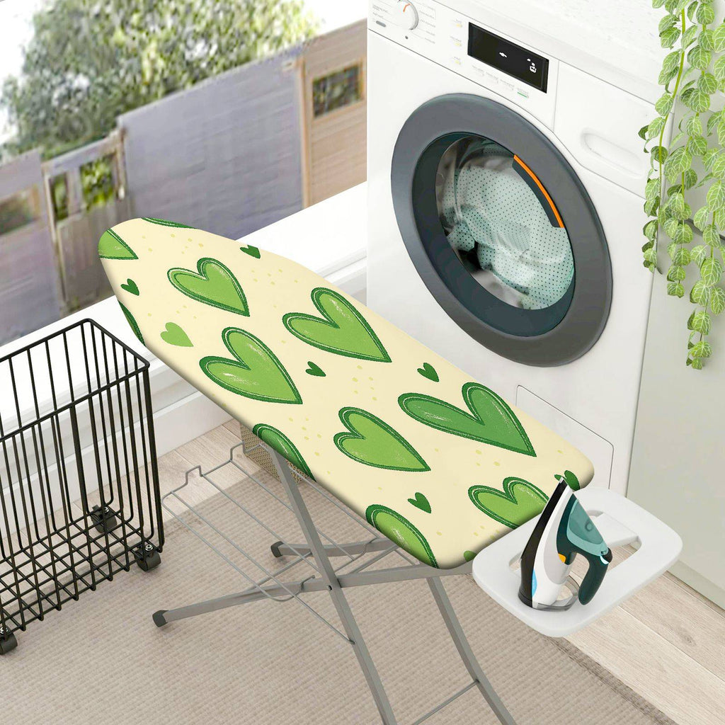 1-Piece Heart Green Beige  Ironing Board Cover, Universal Size, Without Board
