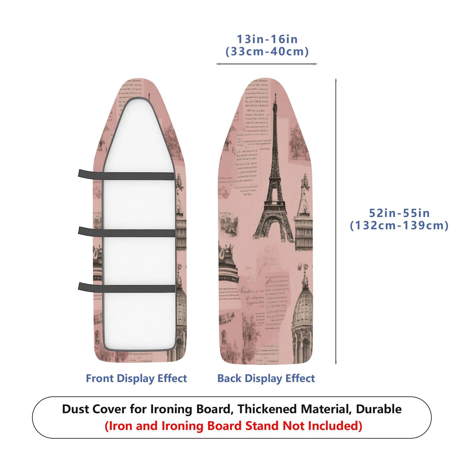 1-Piece Eiffel Tower Retro Architecture Travel  Ironing Board Cover, Universal Size, Without Board