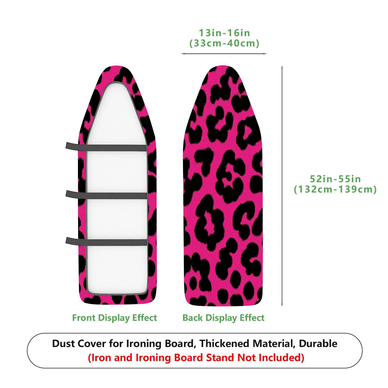 1-Piece Leopard Print Pink Black  Ironing Board Cover, Universal Size, Without Board