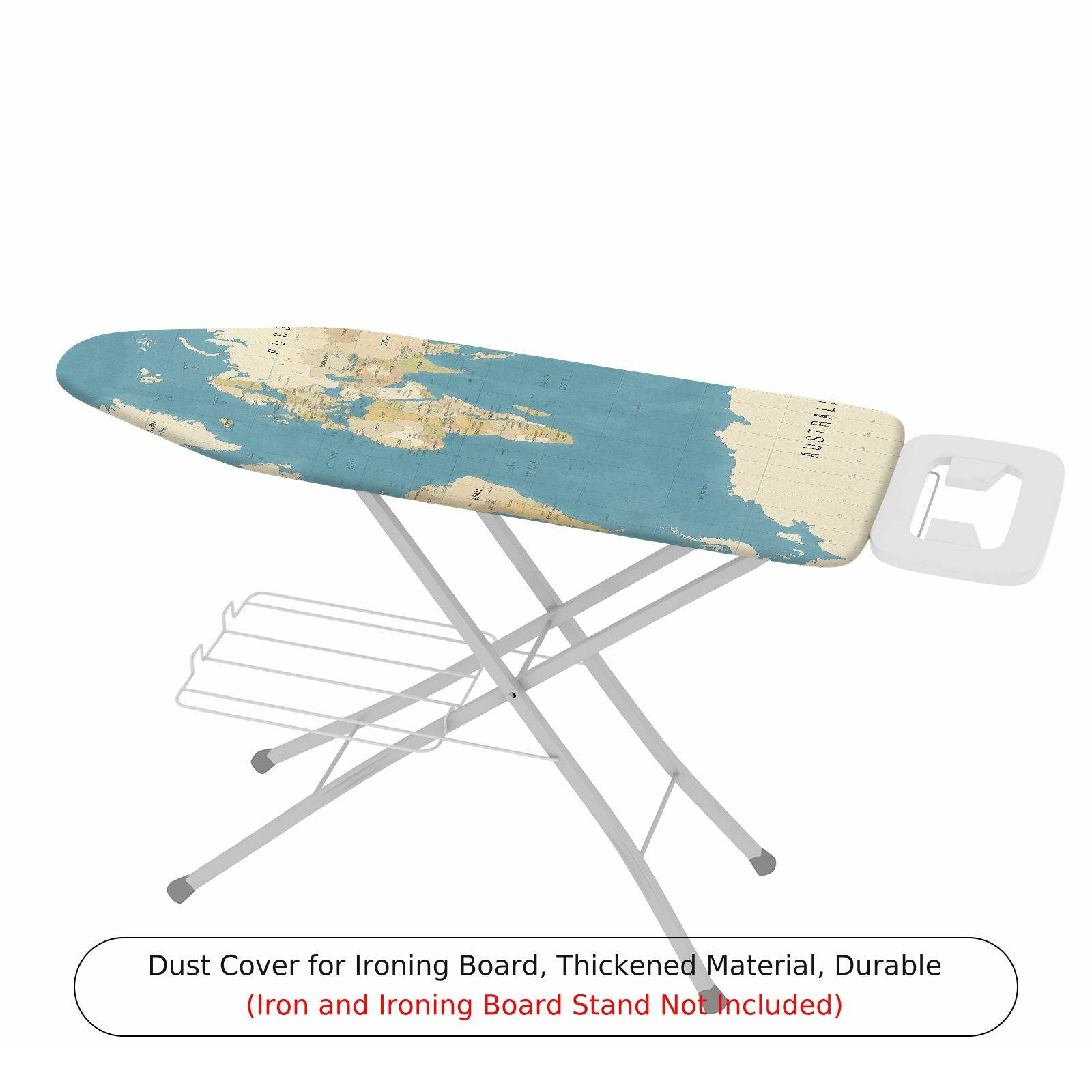 1-Piece World Map Blue Beige  Ironing Board Cover, Universal Size, Without Board
