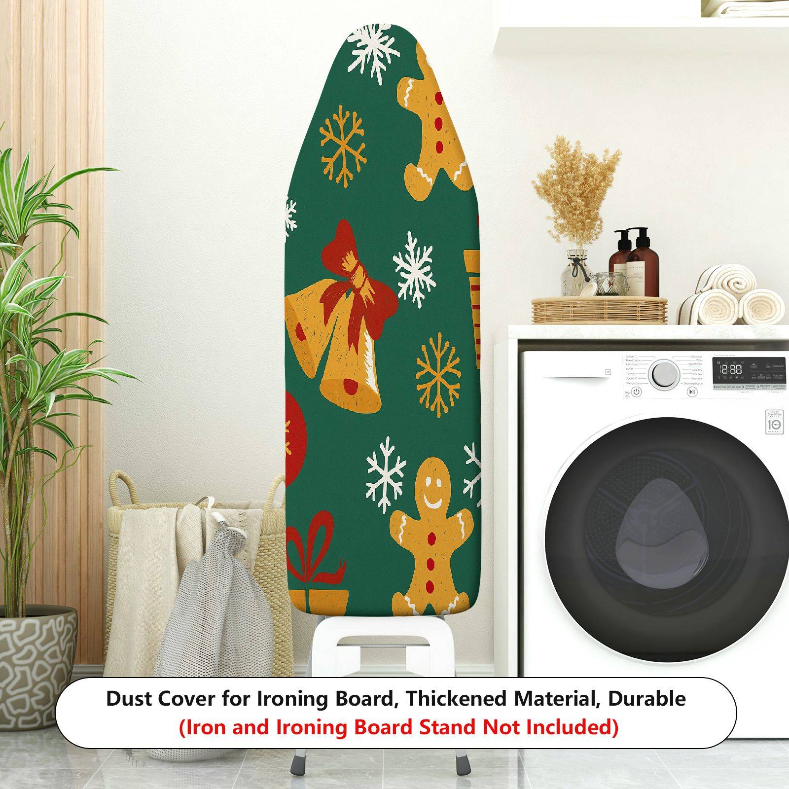 1-Piece Christmas Bell Snowflake Gingerbread  Ironing Board Cover, Universal Size, Without Board