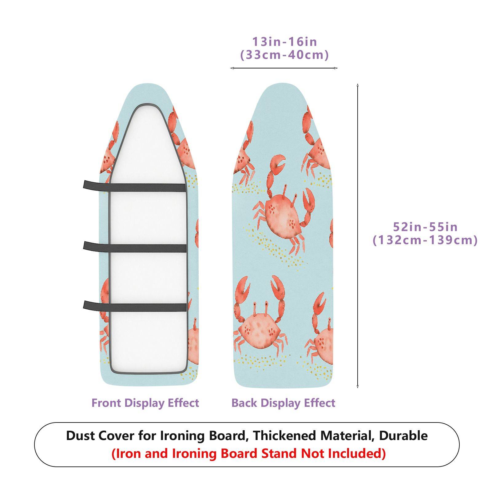 1-Piece Crab Ocean Blue  Ironing Board Cover, Universal Size, Without Board