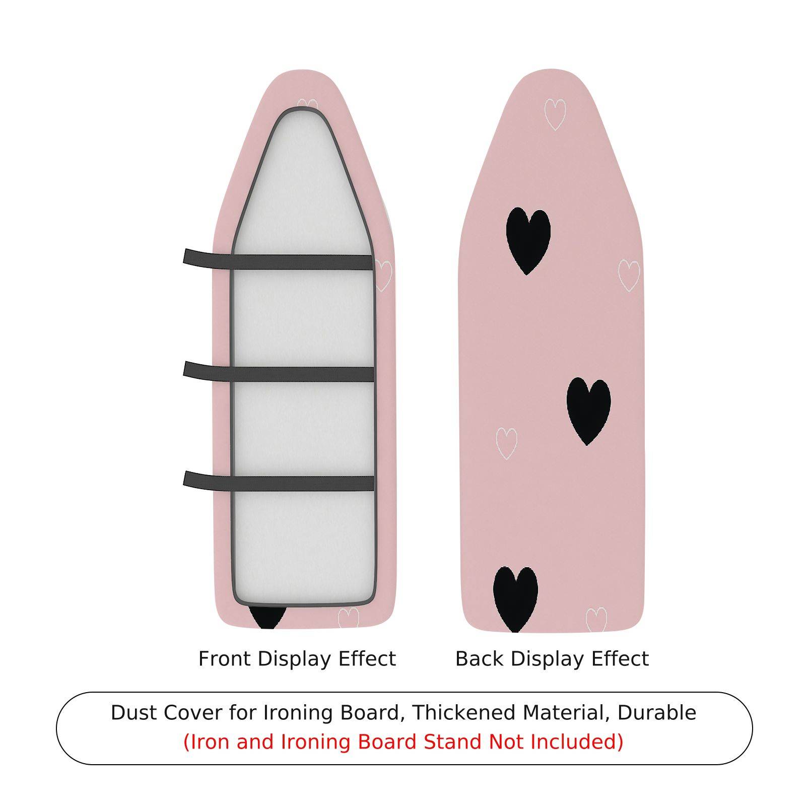 1-Piece Heart Pink Romantic  Ironing Board Cover, Universal Size, Without Board