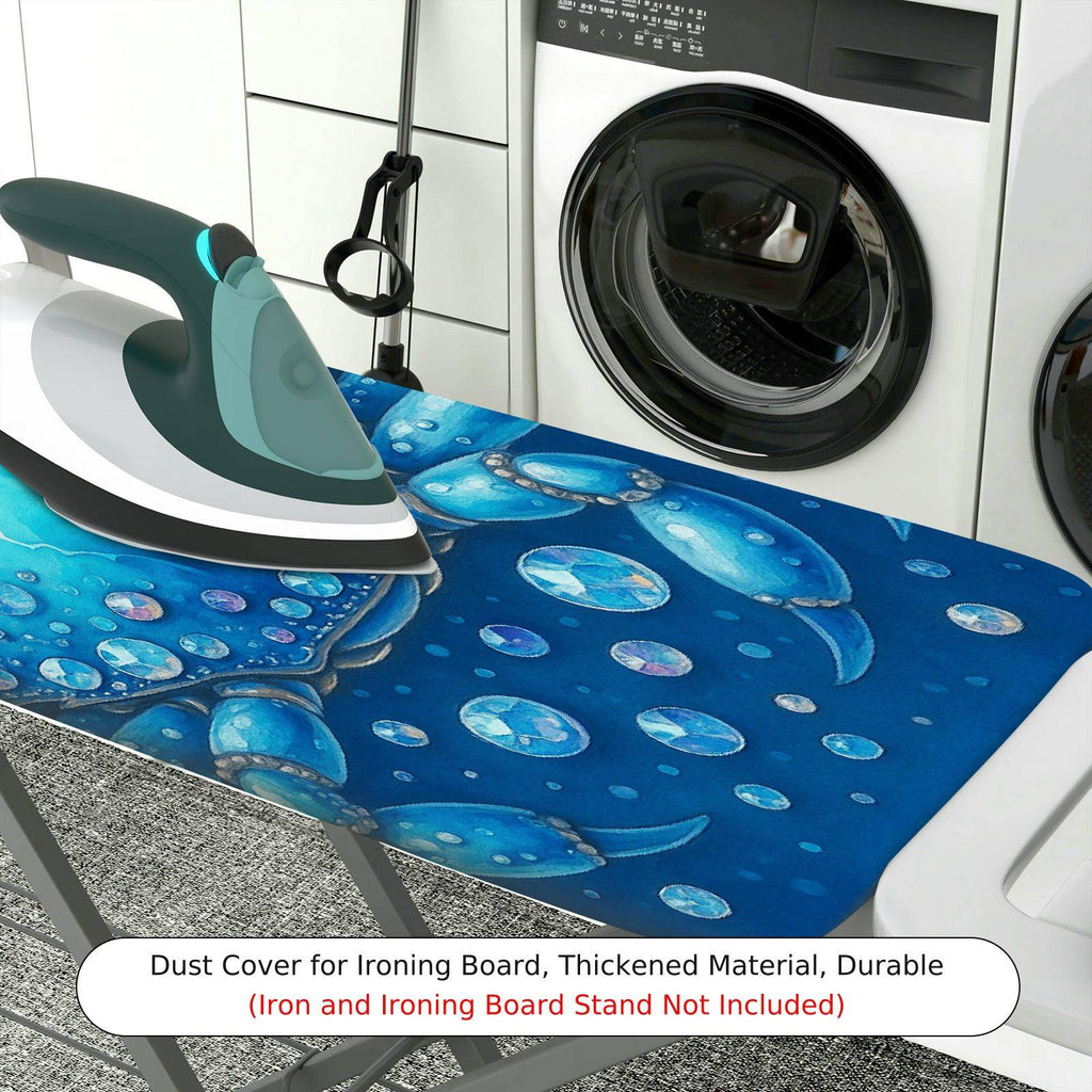 1-Piece Ocean Blue Bubble Crab  Ironing Board Cover, Universal Size, Without Board