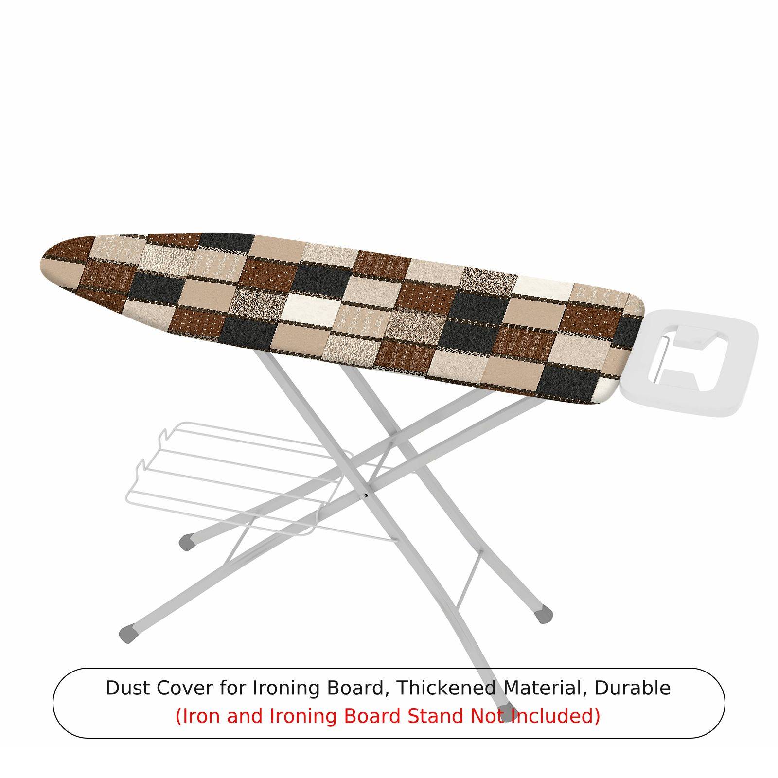 1-Piece Checkered Brown Black Beige  Ironing Board Cover, Universal Size, Without Board