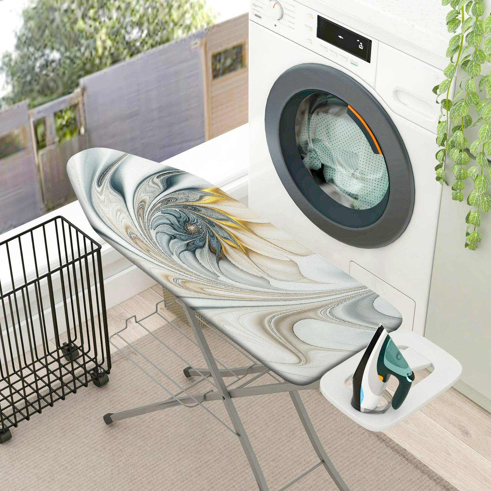 1-Piece Abstract Swirl Gray  Ironing Board Cover, Universal Size, Without Board