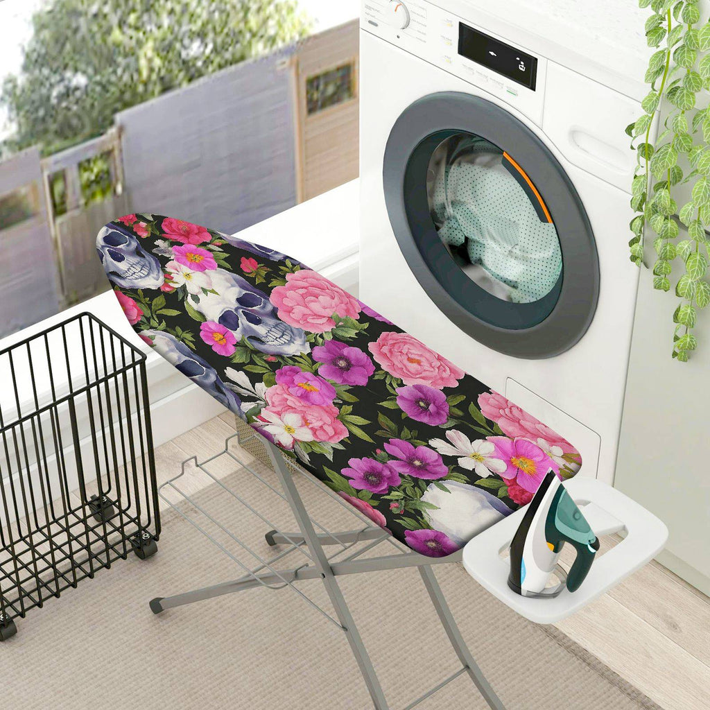 1-Piece Floral Skull Pink  Ironing Board Cover, Universal Size, Without Board