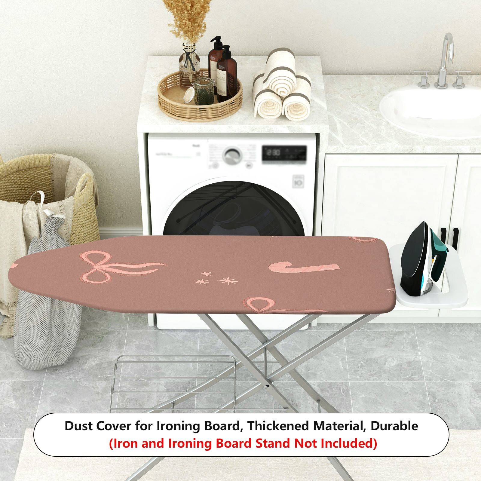 1-Piece Christmas Candy Cane Bow  Ironing Board Cover, Universal Size, Without Board