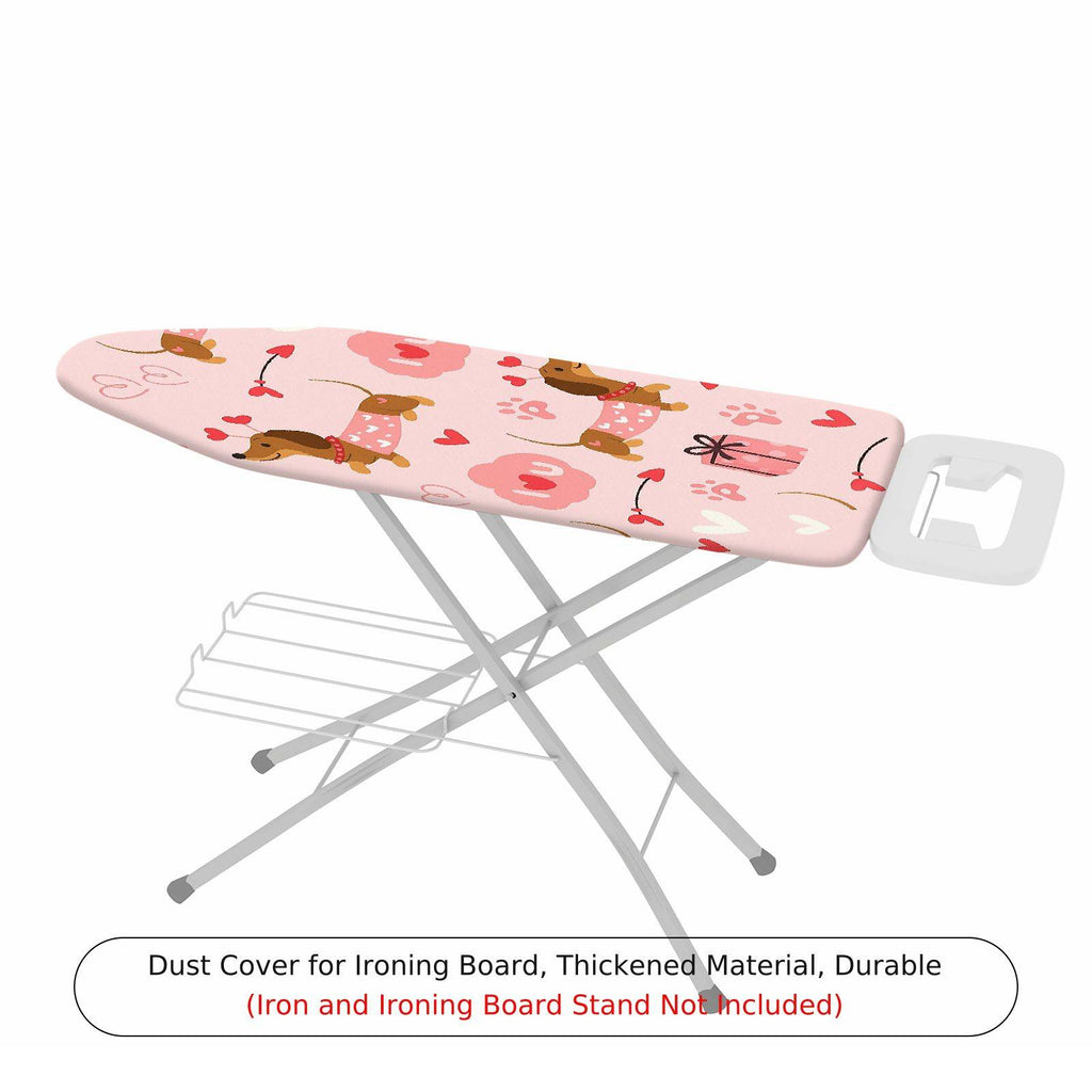 1-Piece Dog Floral Pink  Ironing Board Cover, Universal Size, Without Board