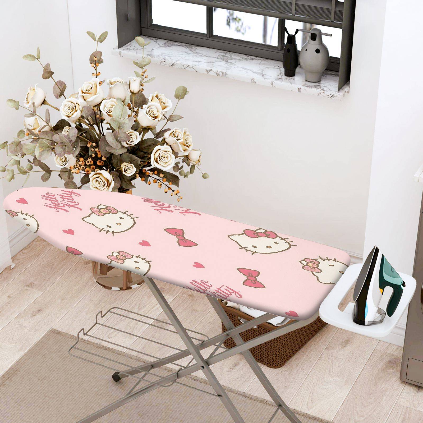 1-Piece Hello Kitty Pink  Ironing Board Cover, Universal Size, Without Board