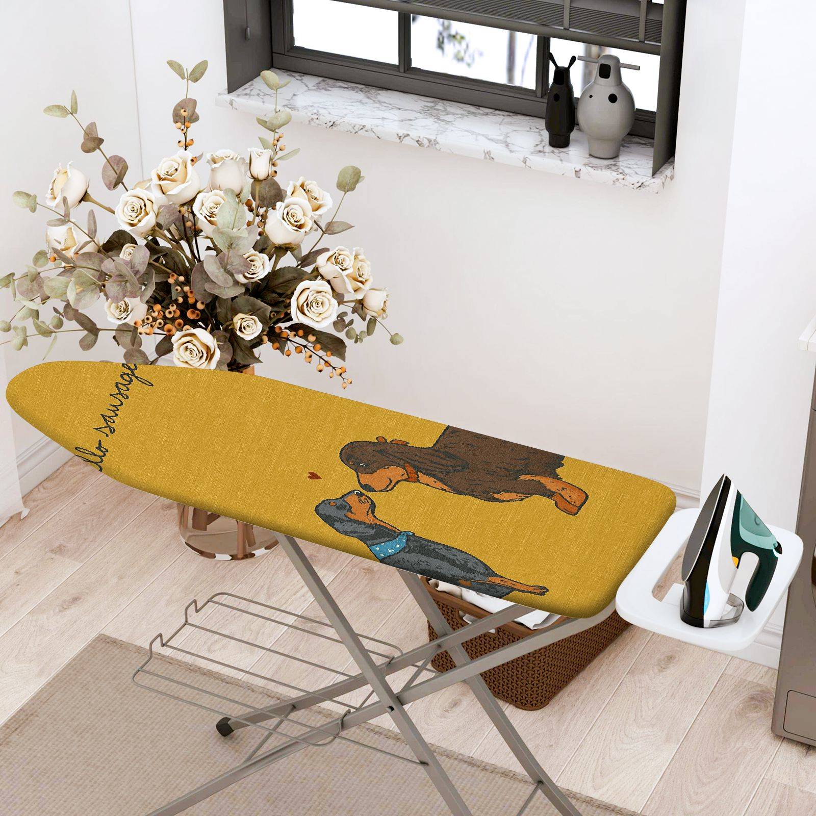 1-Piece Dog Love Sausage Animal  Ironing Board Cover, Universal Size, Without Board