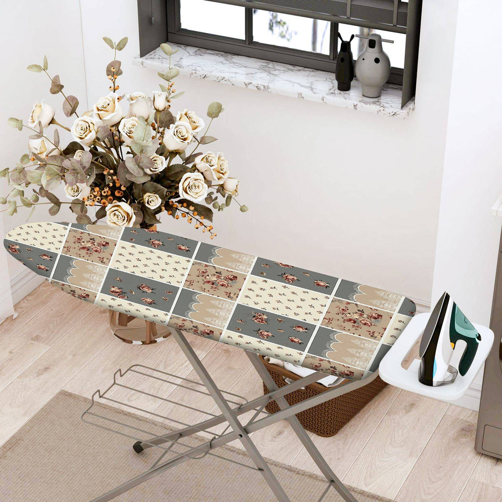 1-Piece Floral Patchwork Beige Grey  Ironing Board Cover, Universal Size, Without Board