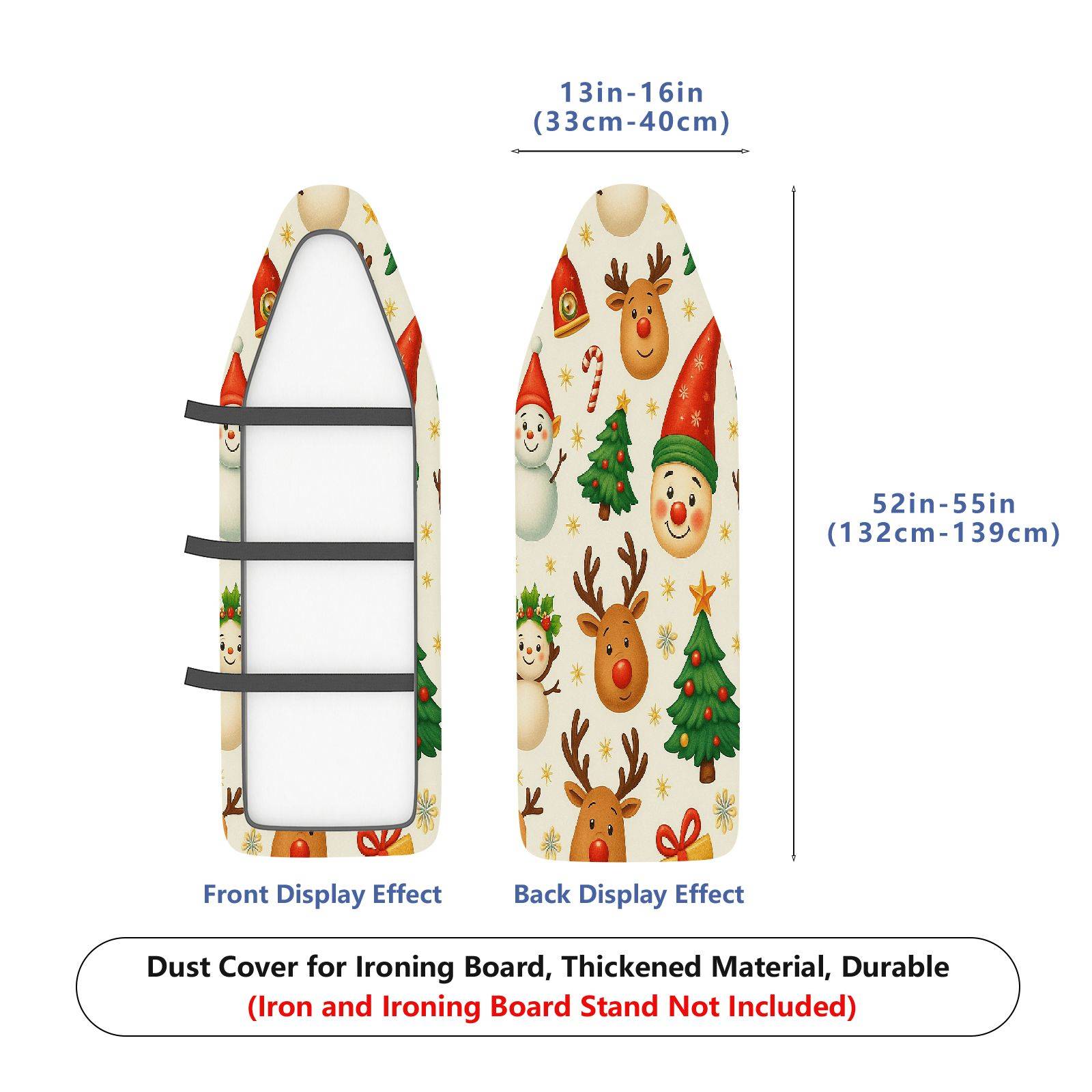 1-Piece Christmas Snowman Reindeer  Ironing Board Cover, Universal Size, Without Board
