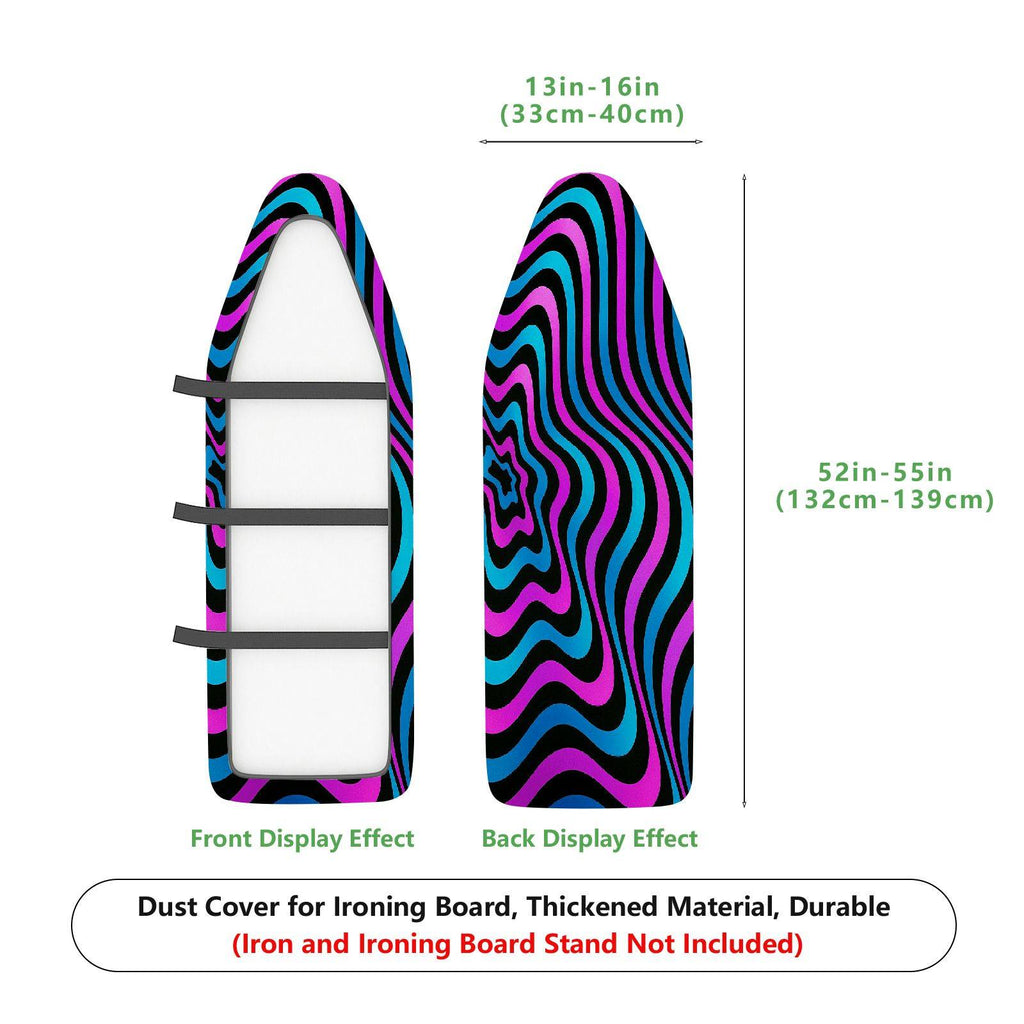 1-Piece Psychedelic Stripes Vibrant Abstract  Ironing Board Cover, Universal Size, Without Board