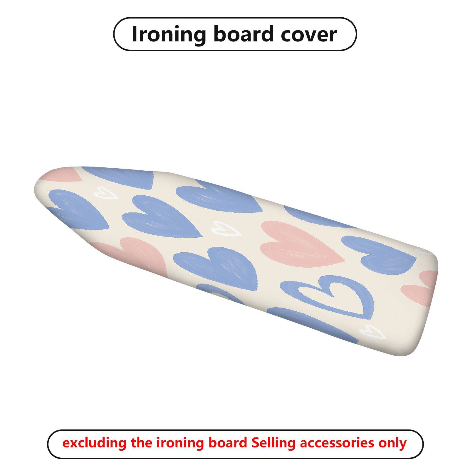 1-Piece Heart Pattern Pastel Pink Blue  Ironing Board Cover, Universal Size, Without Board