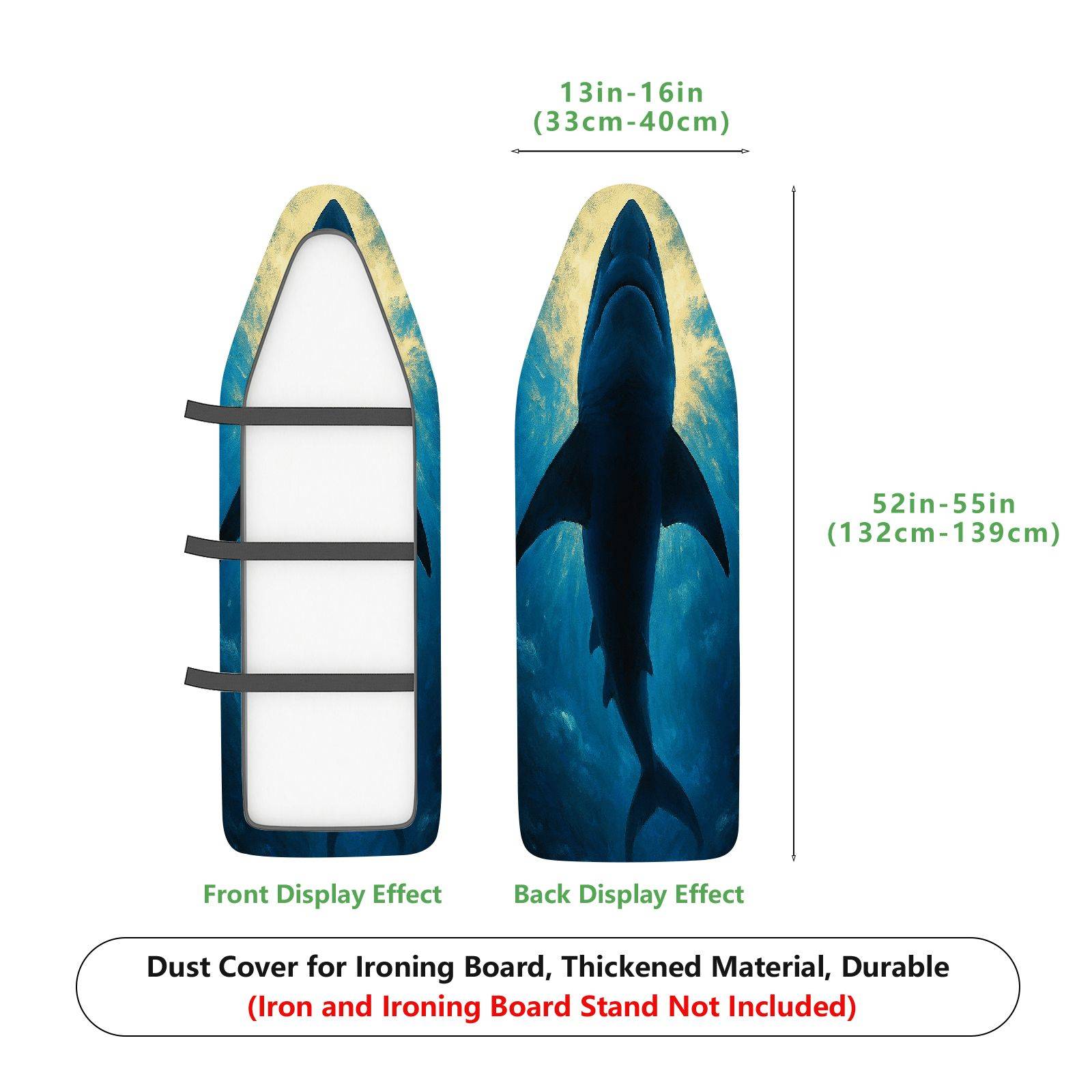 1-Piece Shark Ocean Blue  Ironing Board Cover, Universal Size, Without Board