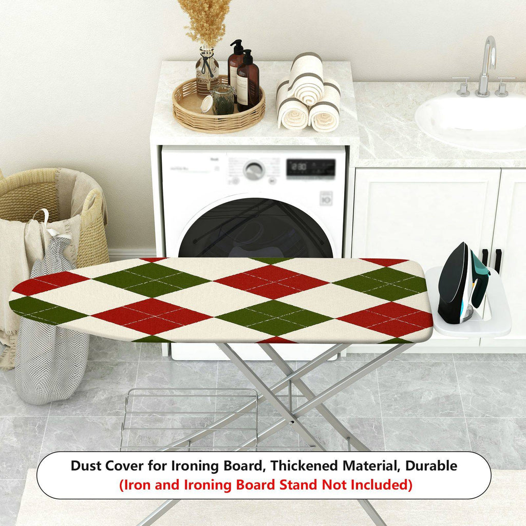 1-Piece Red Green Diamond Pattern Festive Christmas Theme  Ironing Board Cover, Universal Size, Without Board