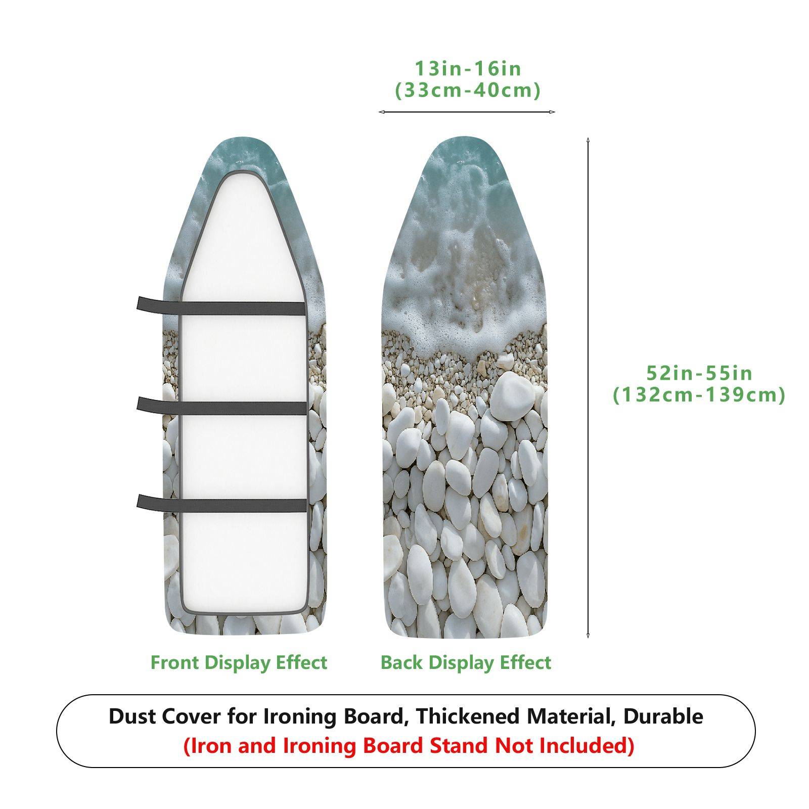 1-Piece Beach Stone Ocean  Ironing Board Cover, Universal Size, Without Board