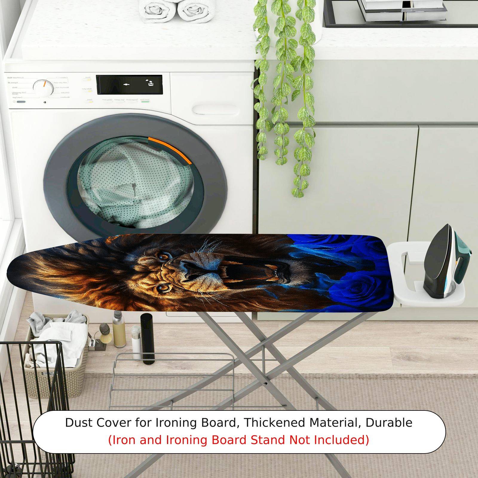 1-Piece Lion Blue Rose Abstract  Ironing Board Cover, Universal Size, Without Board
