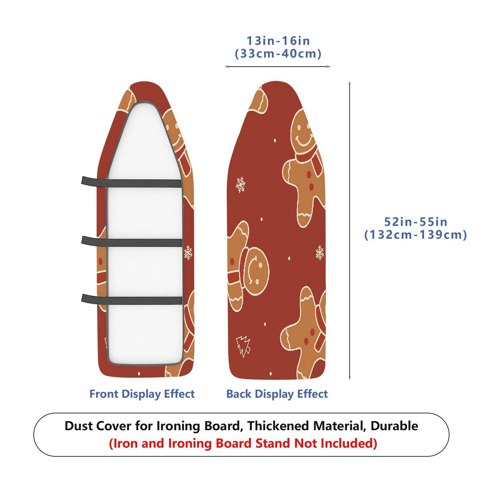 1-Piece Gingerbread Christmas Holiday  Ironing Board Cover, Universal Size, Without Board