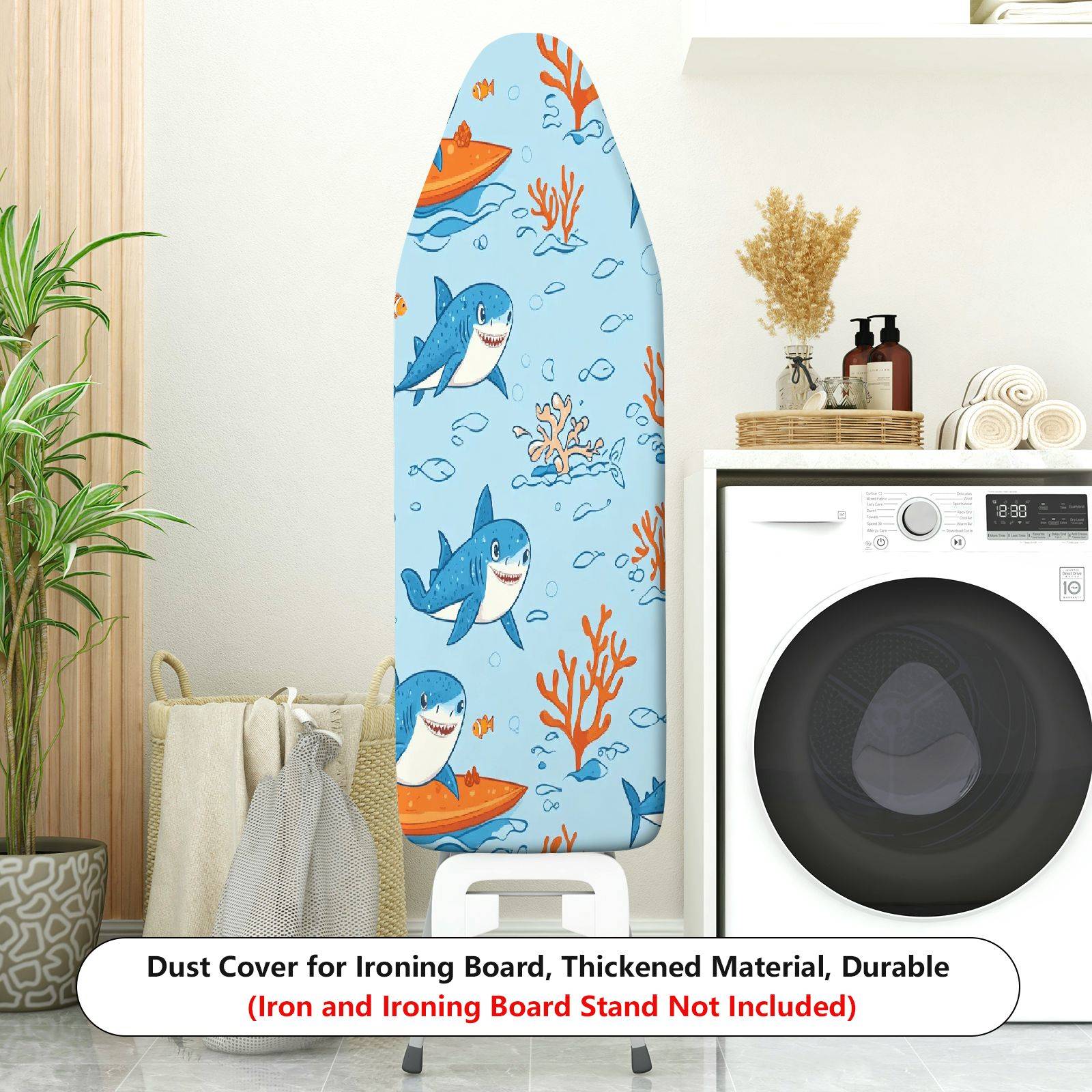 1-Piece Shark Coral Ocean  Ironing Board Cover, Universal Size, Without Board