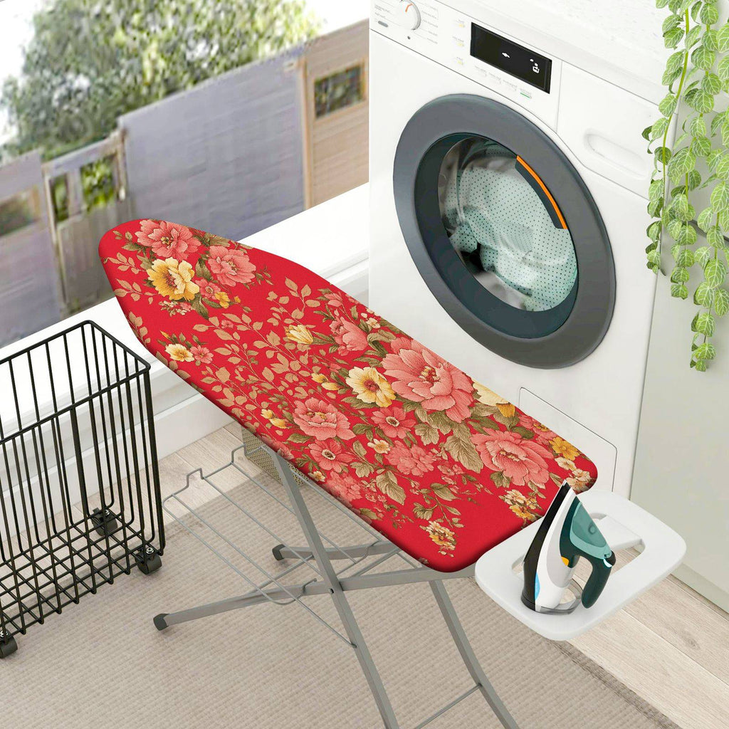 1-Piece Floral Red Pink Yellow  Ironing Board Cover, Universal Size, Without Board