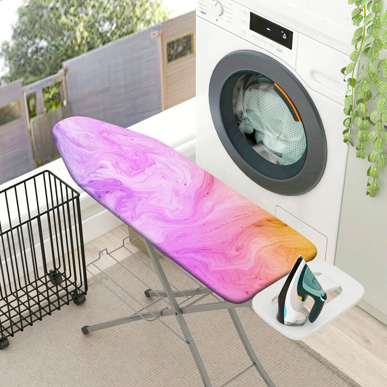 1-Piece Purple Pink Gradient Swirl Pattern  Ironing Board Cover, Universal Size, Without Board
