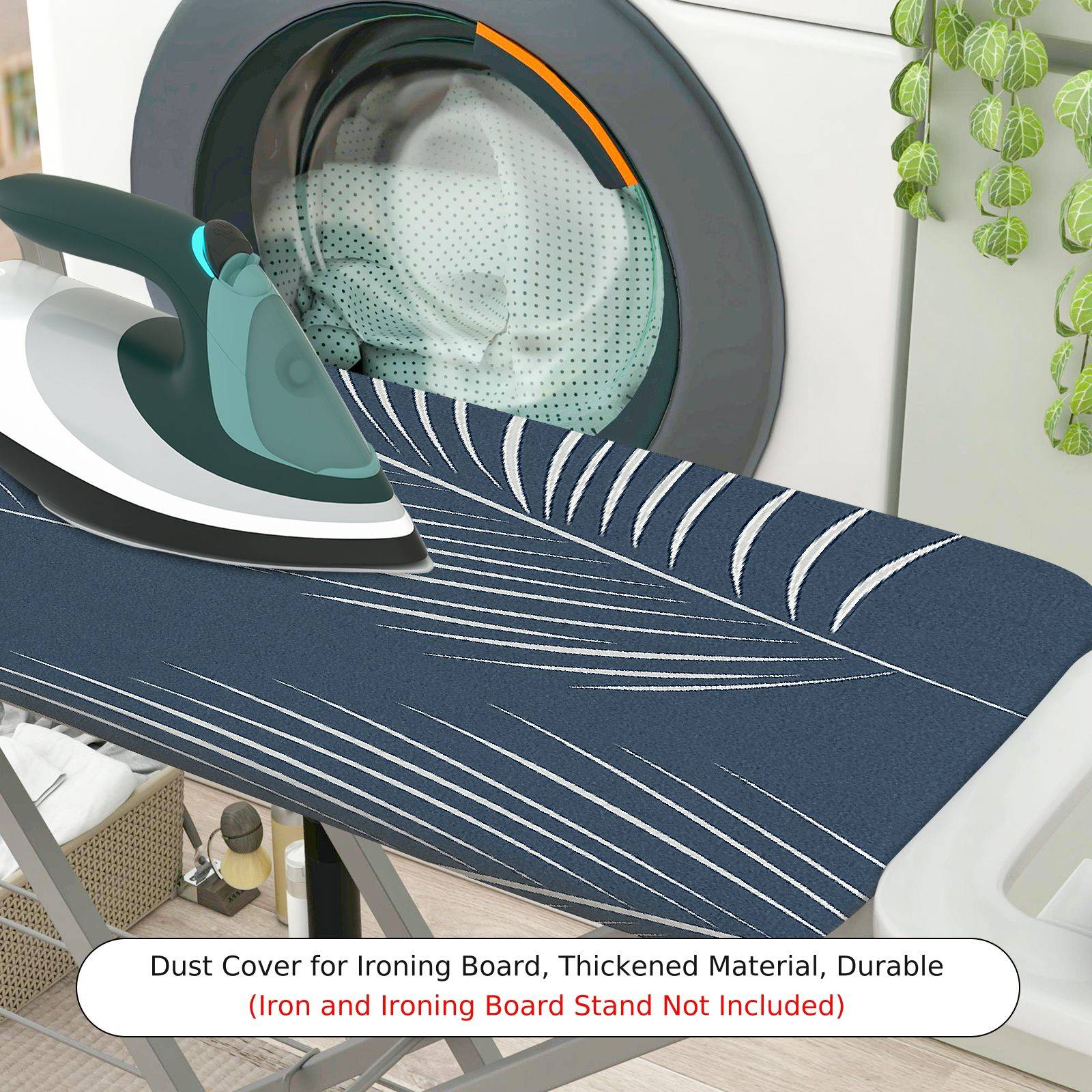 1-Piece Abstract Leaf Pattern Navy  Ironing Board Cover, Universal Size, Without Board