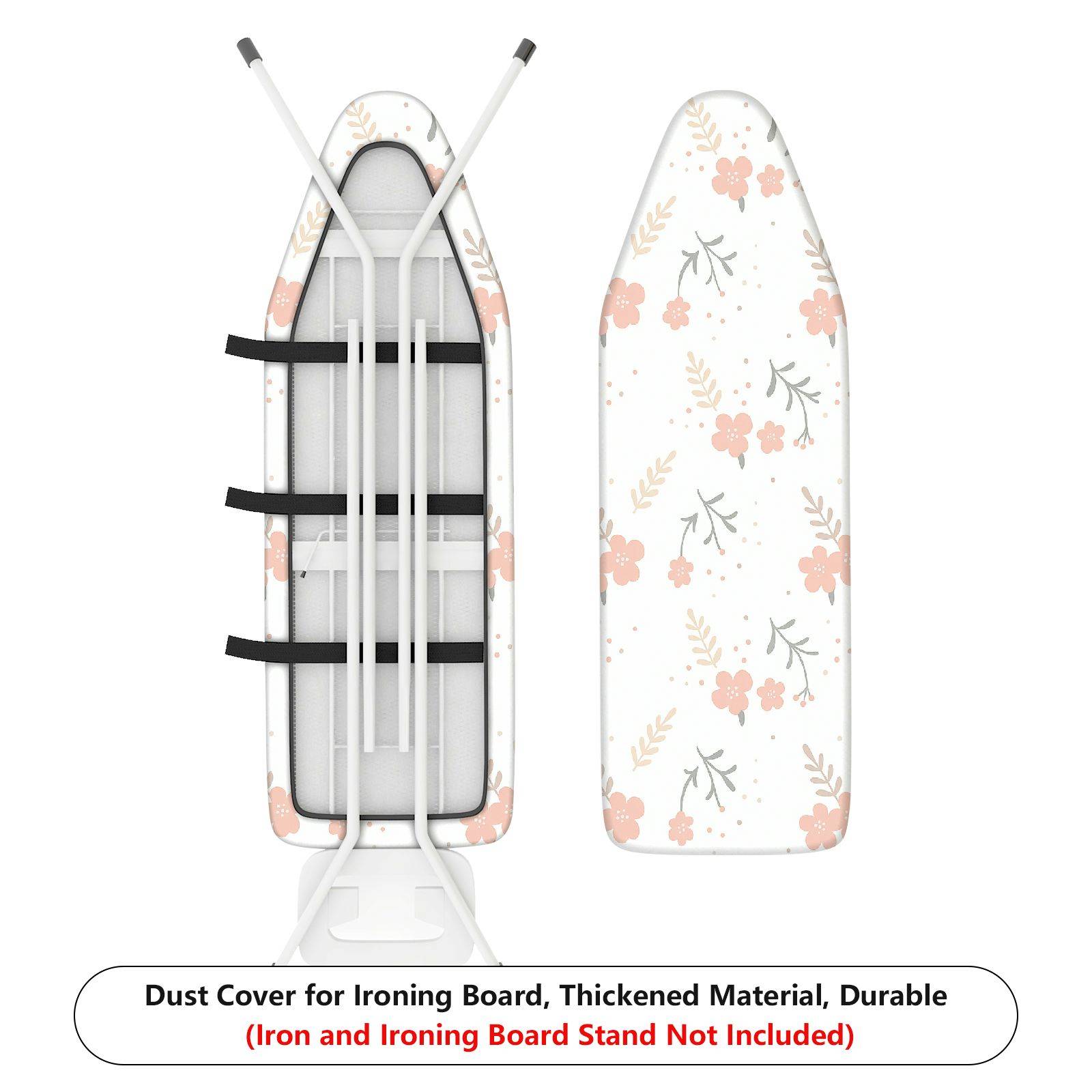 1-Piece Floral Pattern Pink Flower Beige Leaf  Ironing Board Cover, Universal Size, Without Board