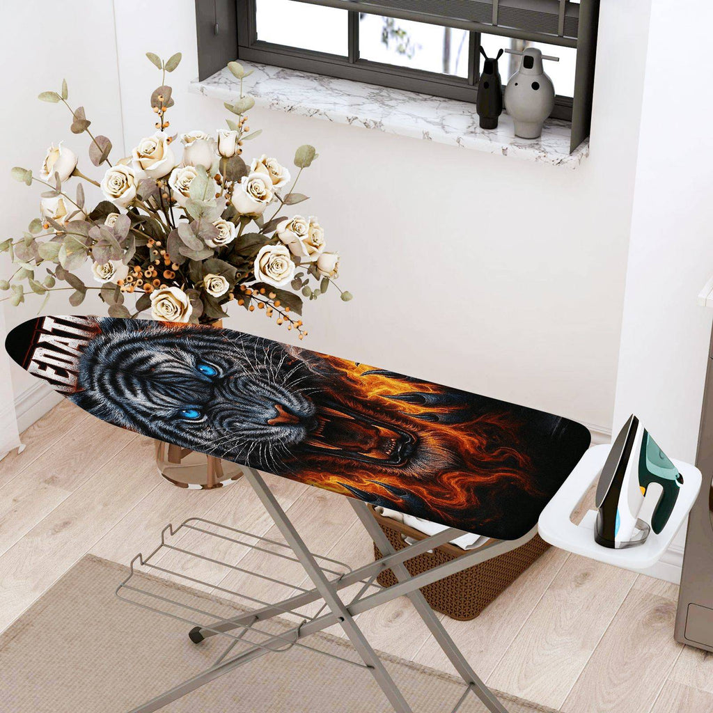 1-Piece Tiger Fire Animal  Ironing Board Cover, Universal Size, Without Board