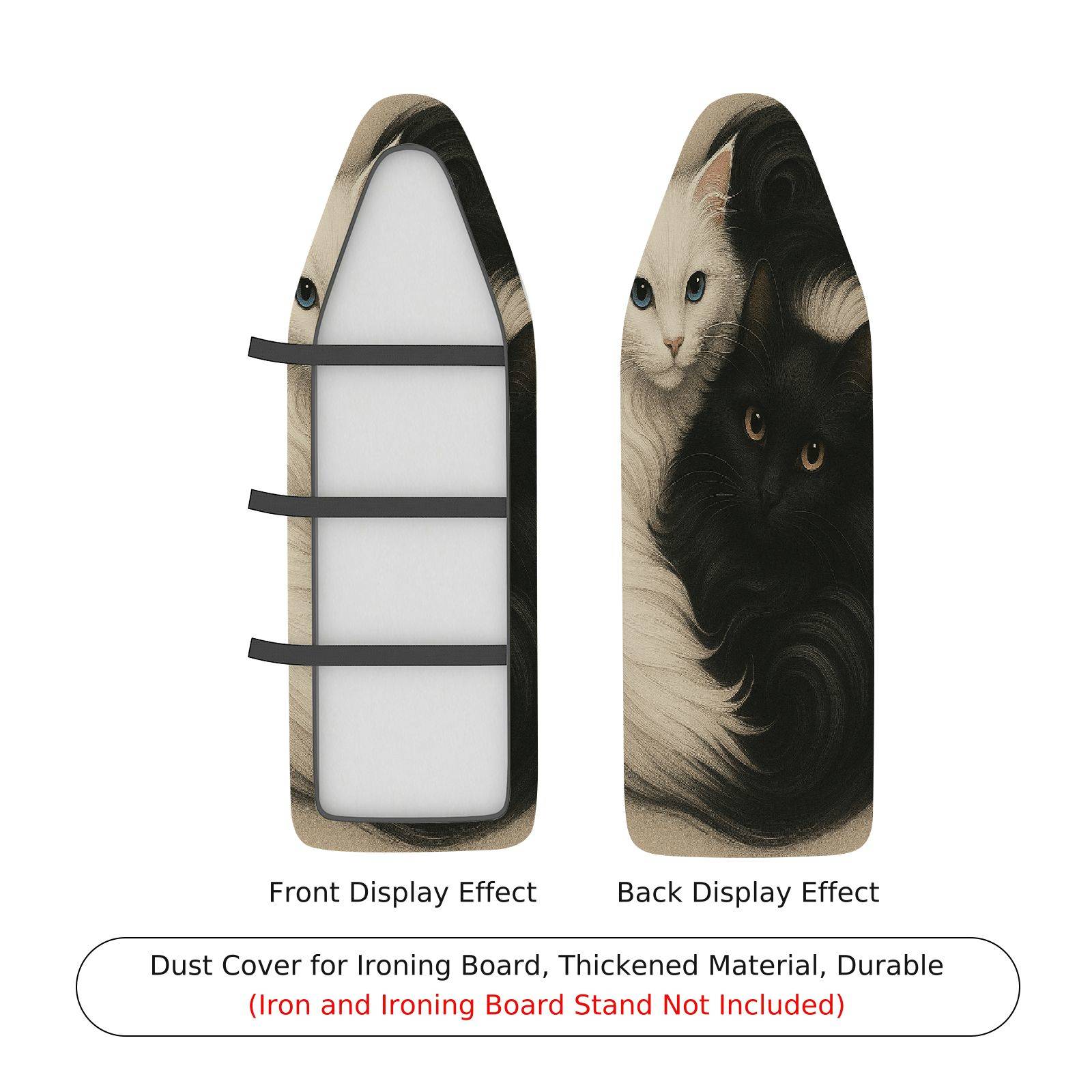 1-Piece Cat Black White Animals  Ironing Board Cover, Universal Size, Without Board