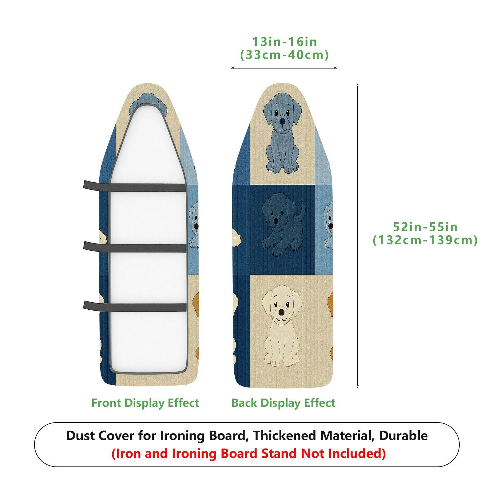1-Piece Dogs Blue Beige Horizontal  Ironing Board Cover, Universal Size, Without Board