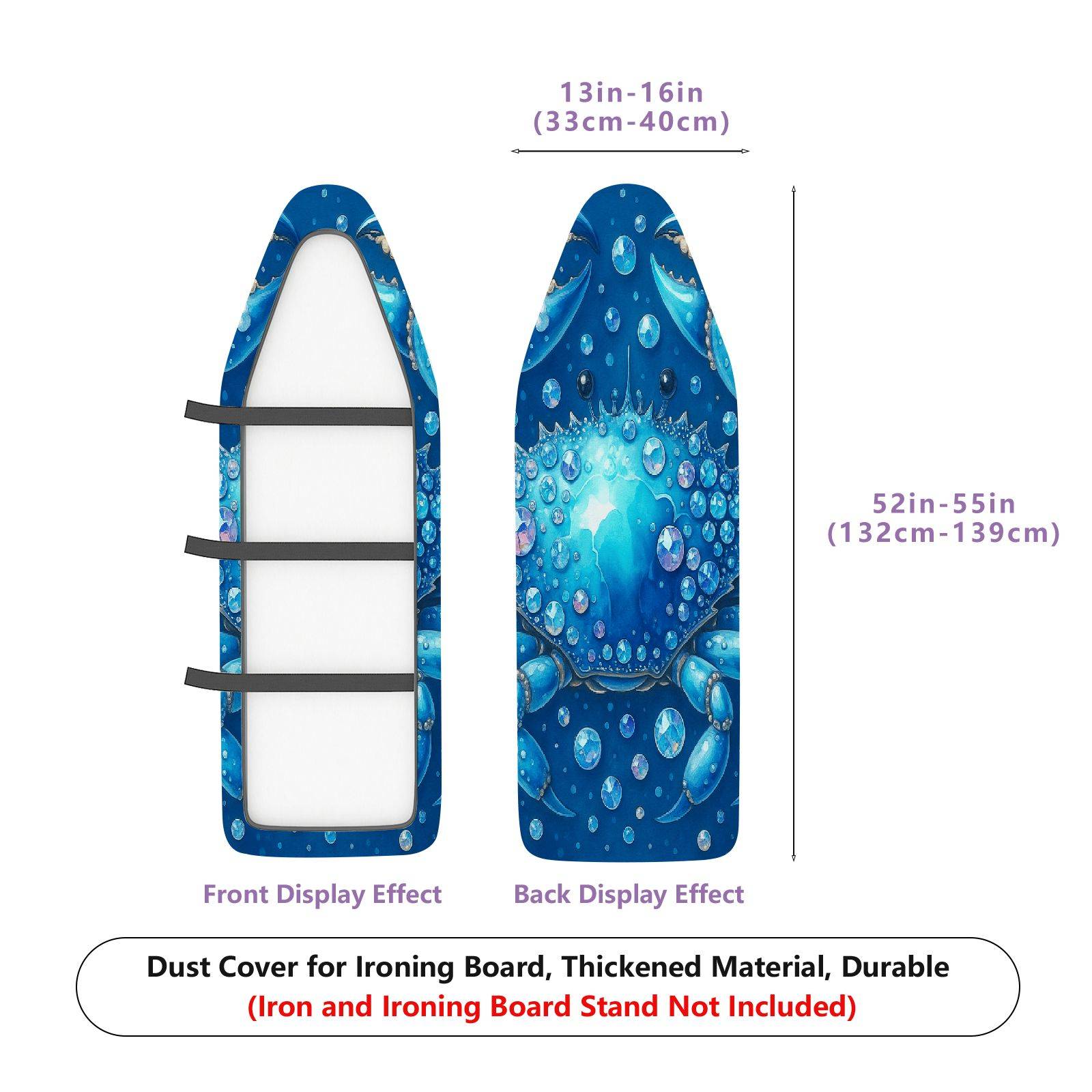 1-Piece Ocean Blue Bubble Crab  Ironing Board Cover, Universal Size, Without Board