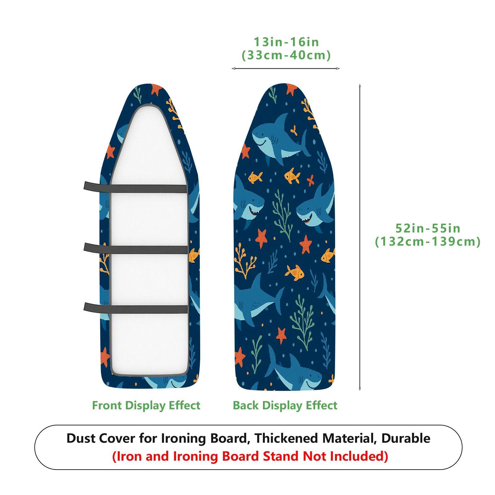 1-Piece Shark Ocean Fish  Ironing Board Cover, Universal Size, Without Board