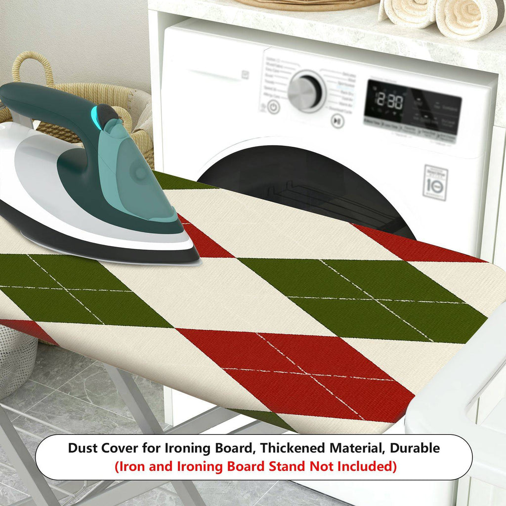 1-Piece Red Green Diamond Pattern Festive Christmas Theme  Ironing Board Cover, Universal Size, Without Board