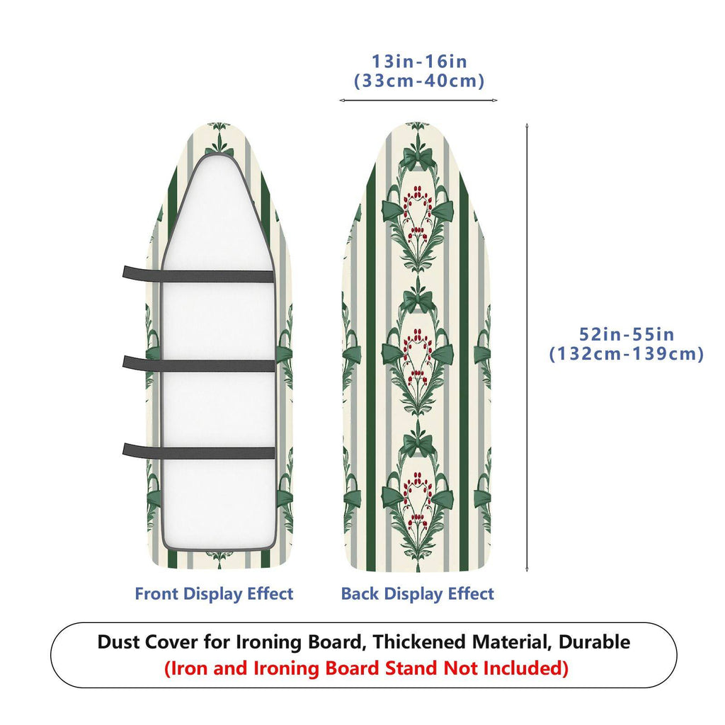 1-Piece Christmas Green Bow Stripe  Ironing Board Cover, Universal Size, Without Board