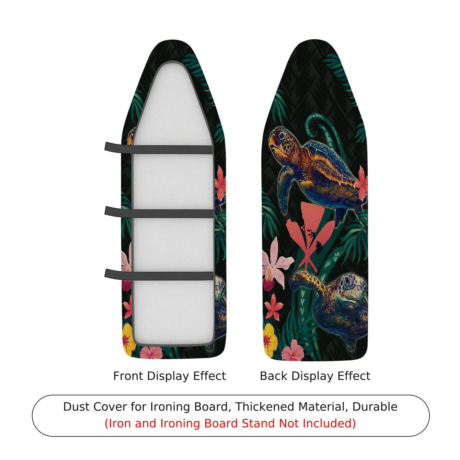 1-Piece Floral Turtle Ocean  Ironing Board Cover, Universal Size, Without Board