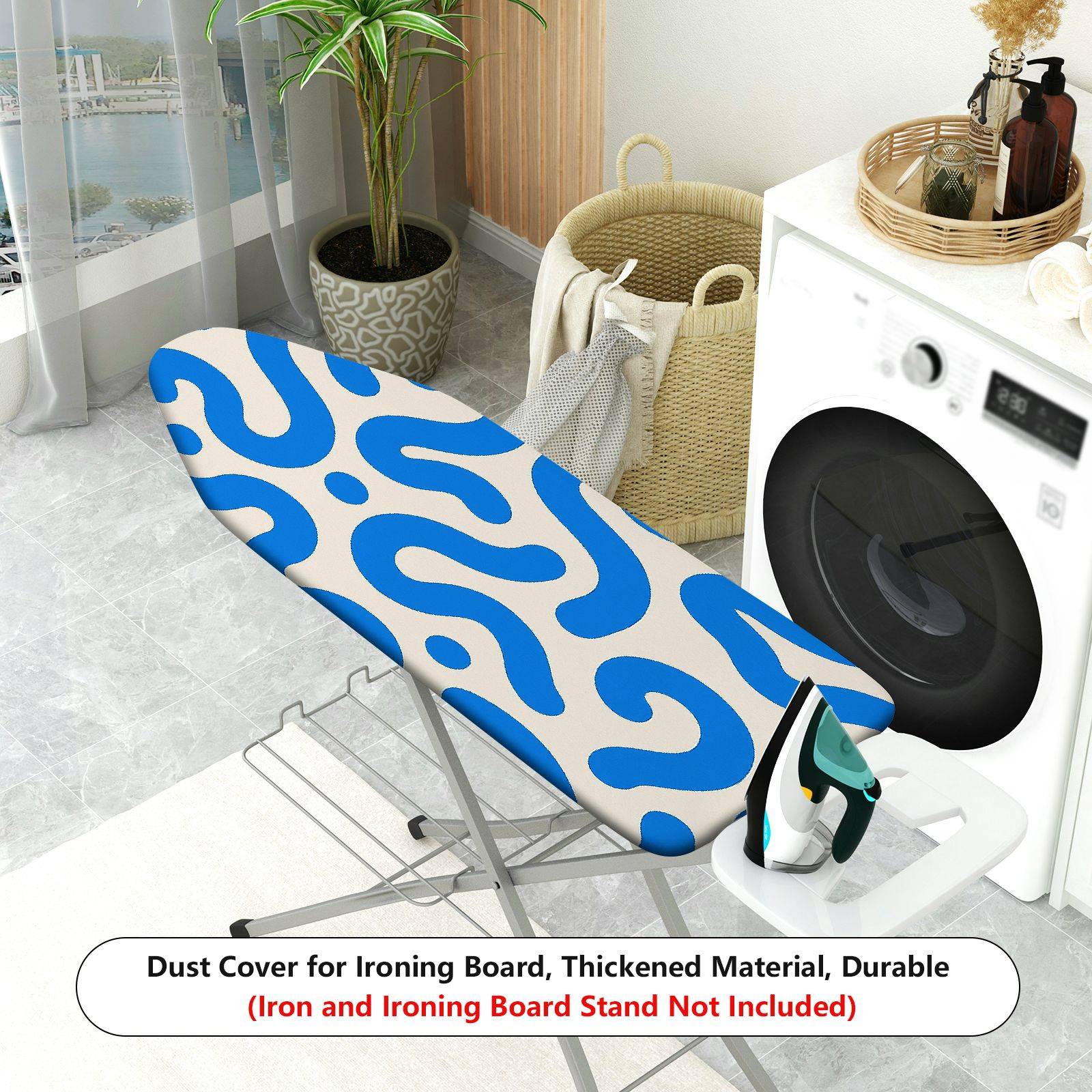 1-Piece Abstract Blue Wave Pattern Modern Design  Ironing Board Cover, Universal Size, Without Board