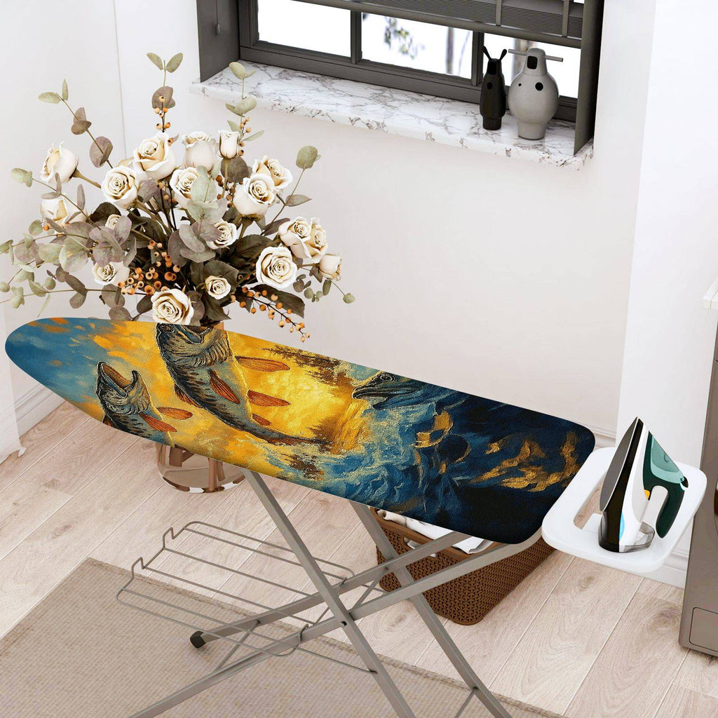 1-Piece Fish Ocean Blue  Ironing Board Cover, Universal Size, Without Board