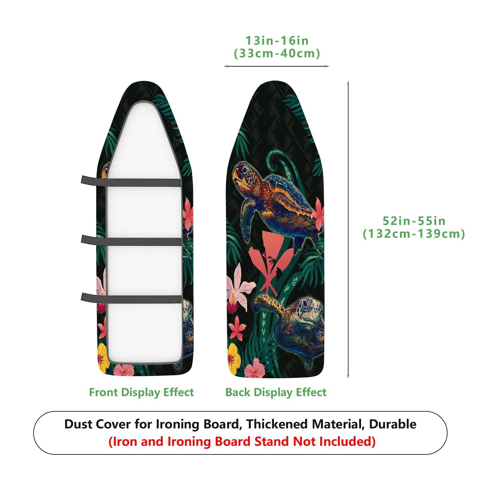 1-Piece Floral Turtle Ocean  Ironing Board Cover, Universal Size, Without Board