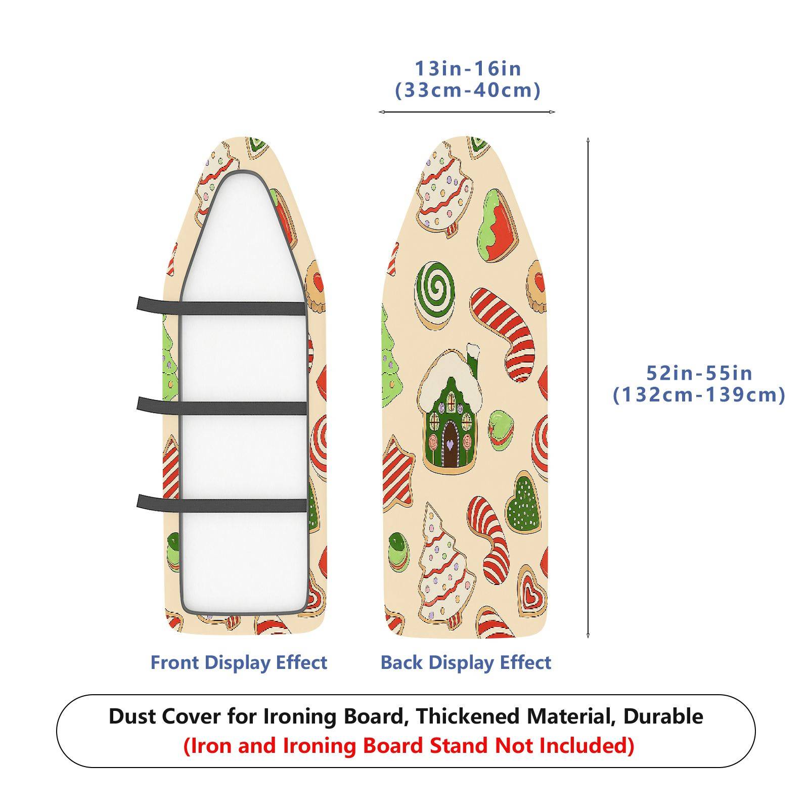 1-Piece Christmas Candy Gingerbread  Ironing Board Cover, Universal Size, Without Board