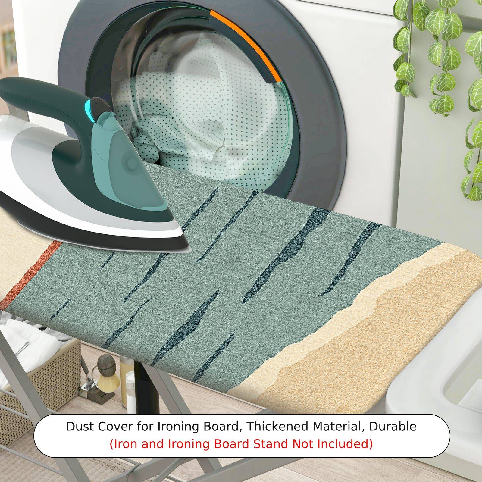 1-Piece Geometric Art Blue Beige  Ironing Board Cover, Universal Size, Without Board