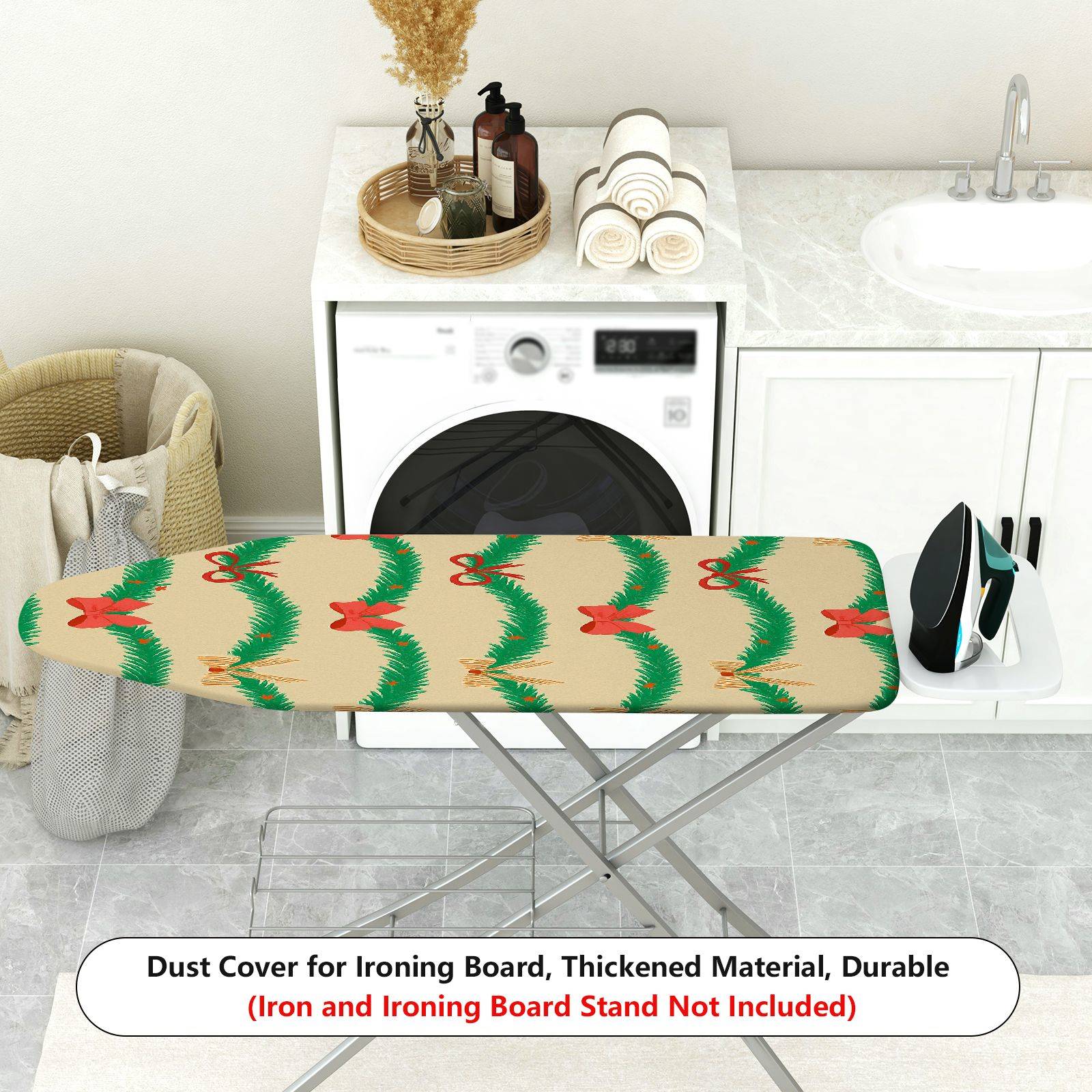 1-Piece Christmas Bow Garland  Ironing Board Cover, Universal Size, Without Board