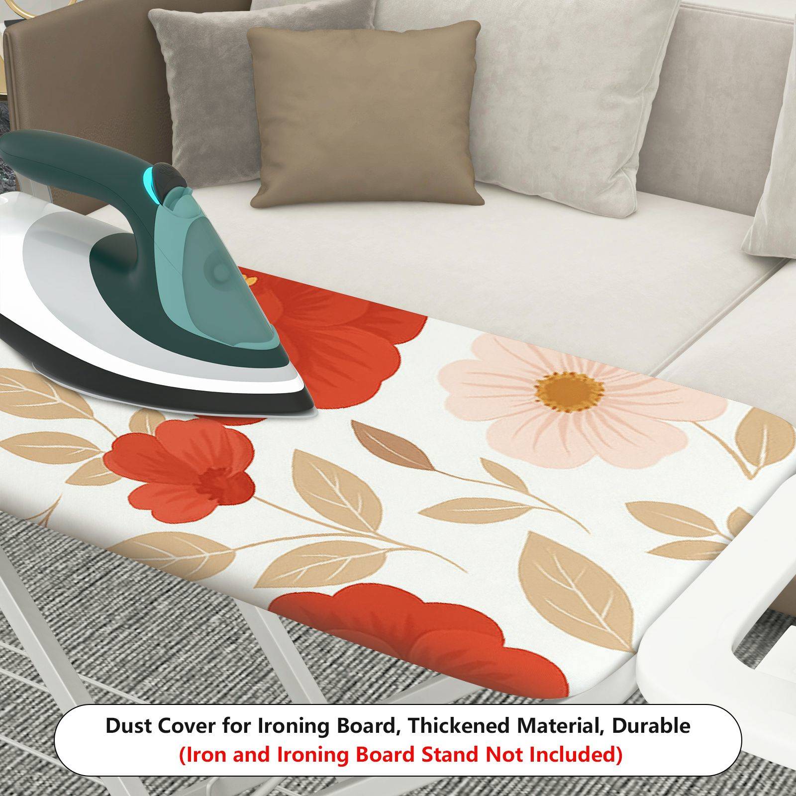 1-Piece Floral Red Beige  Ironing Board Cover, Universal Size, Without Board