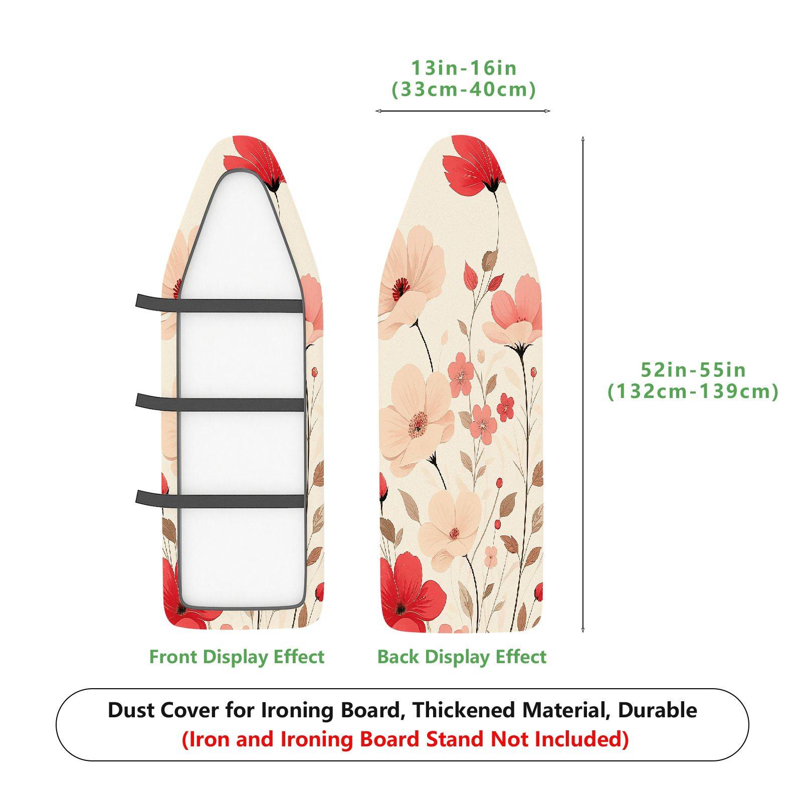 1-Piece Floral Pattern Pink Red Blossoms  Ironing Board Cover, Universal Size, Without Board