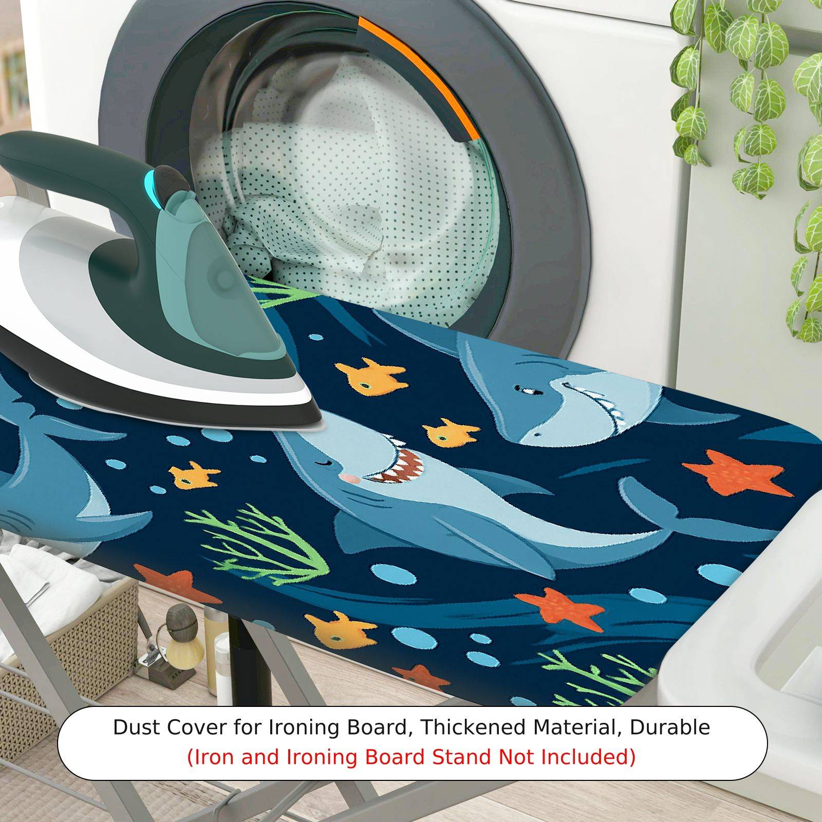 1-Piece Shark Ocean Fish  Ironing Board Cover, Universal Size, Without Board