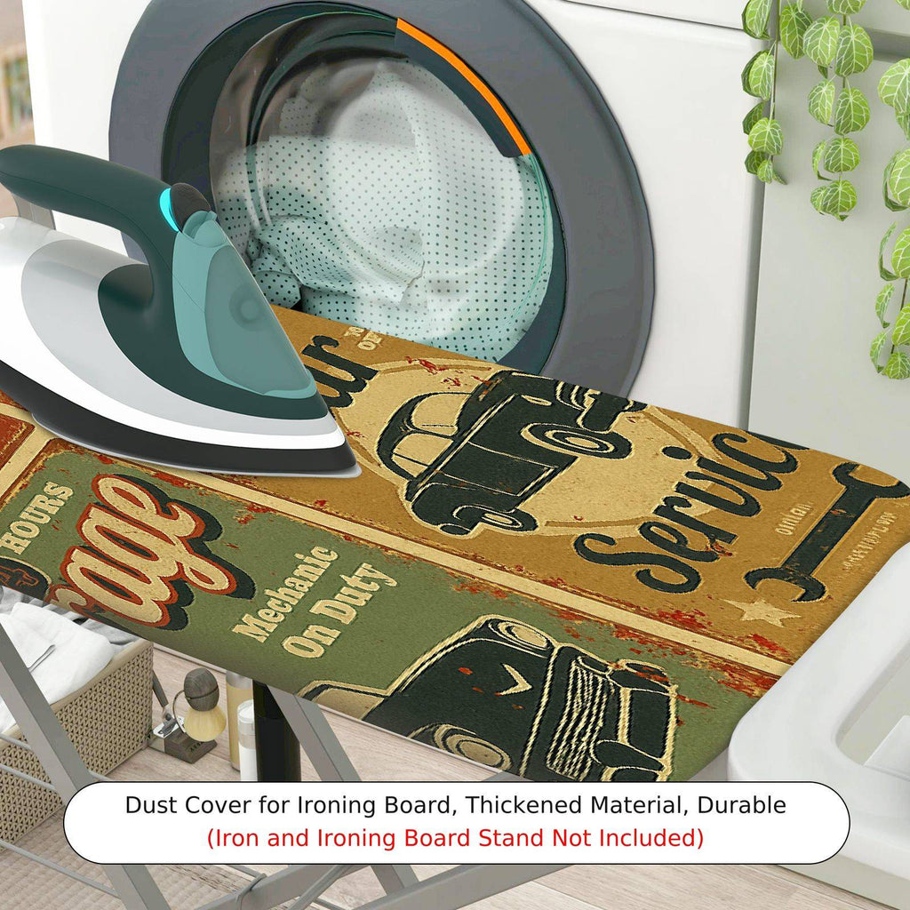 1-Piece Retro Car Service Vintage  Ironing Board Cover, Universal Size, Without Board