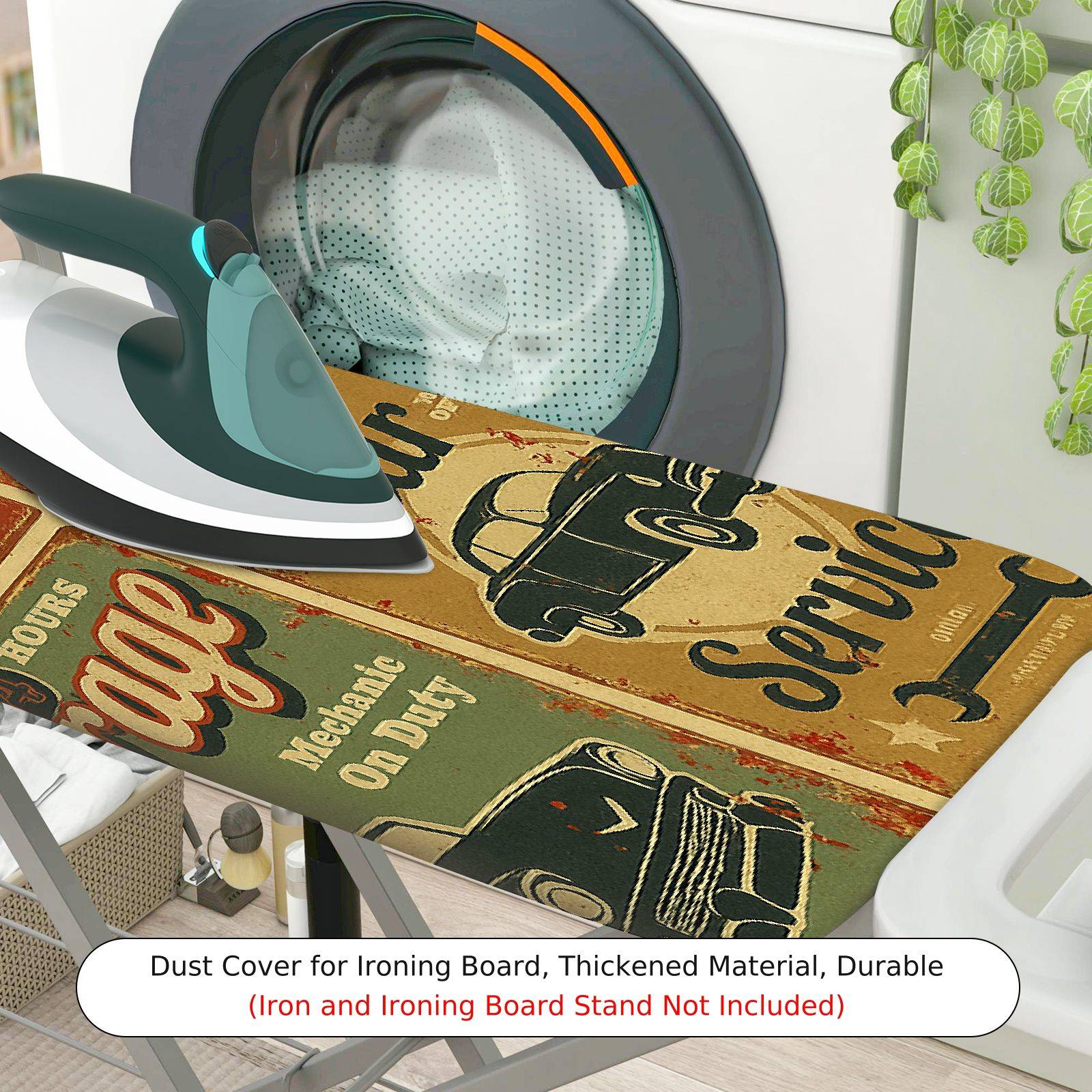 1-Piece Retro Car Service Vintage  Ironing Board Cover, Universal Size, Without Board