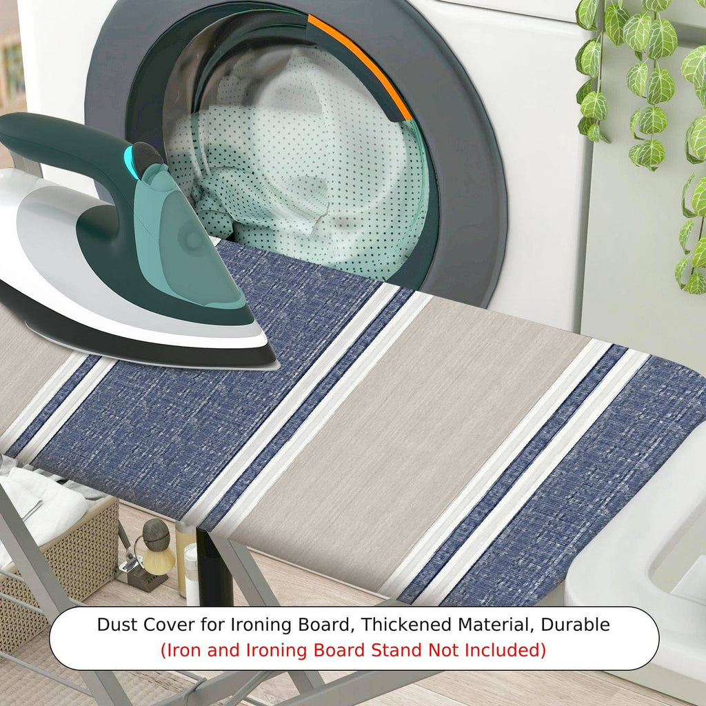 1-Piece Stripe Blue Beige Elegant  Ironing Board Cover, Universal Size, Without Board